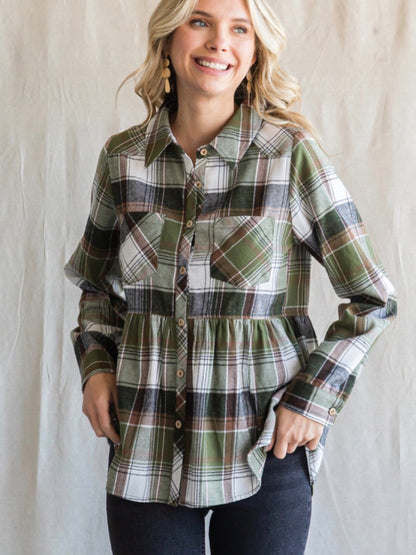 Azalea Flannel Top - Olive