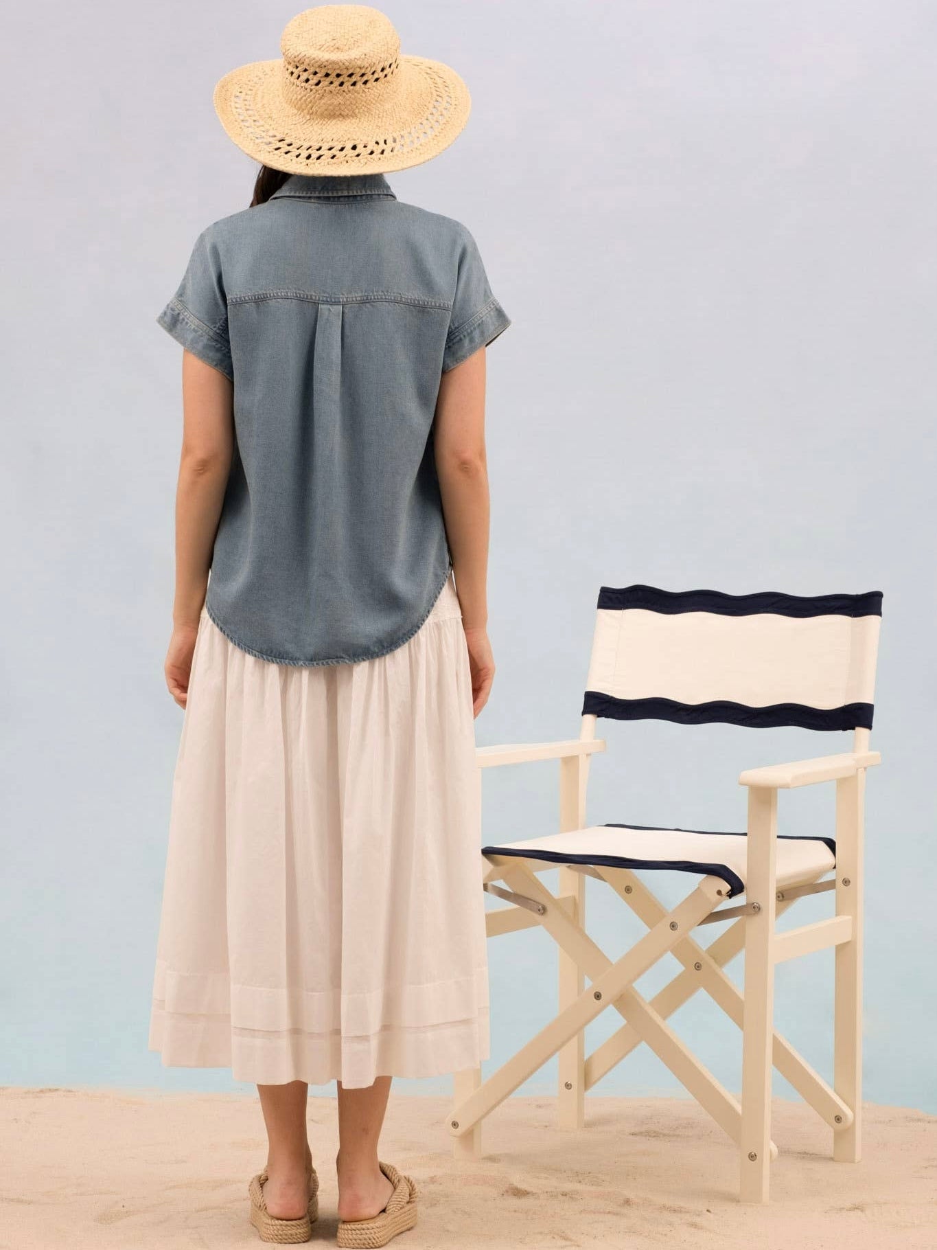 Maya Chambray Top - Blue