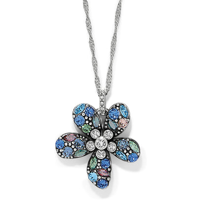 Trust Your Journey Flower Necklace - Silver-Blues