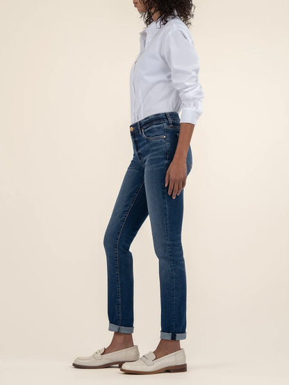 Kut from the Kloth Catherine Mid Rise Boyfriend Jeans – Dashing Dark Base Wash