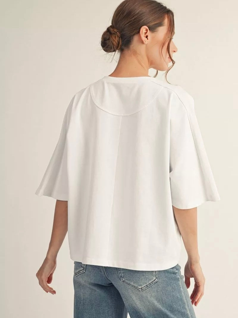 Jodifl Mineral Washed Drop Shoulder Casual Top – Off White