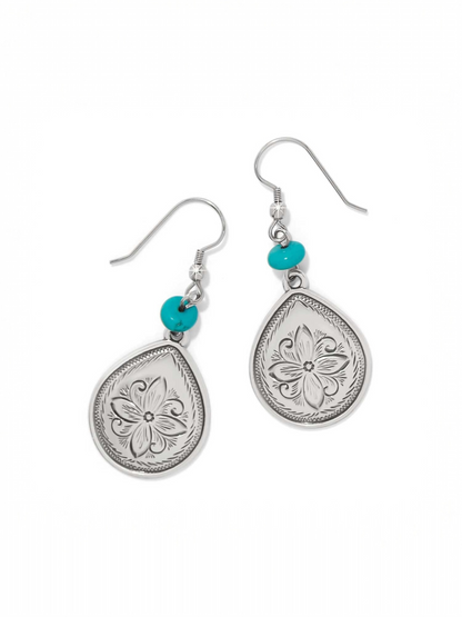 Mosaic Turquoise Teardrop French Wire Earrings