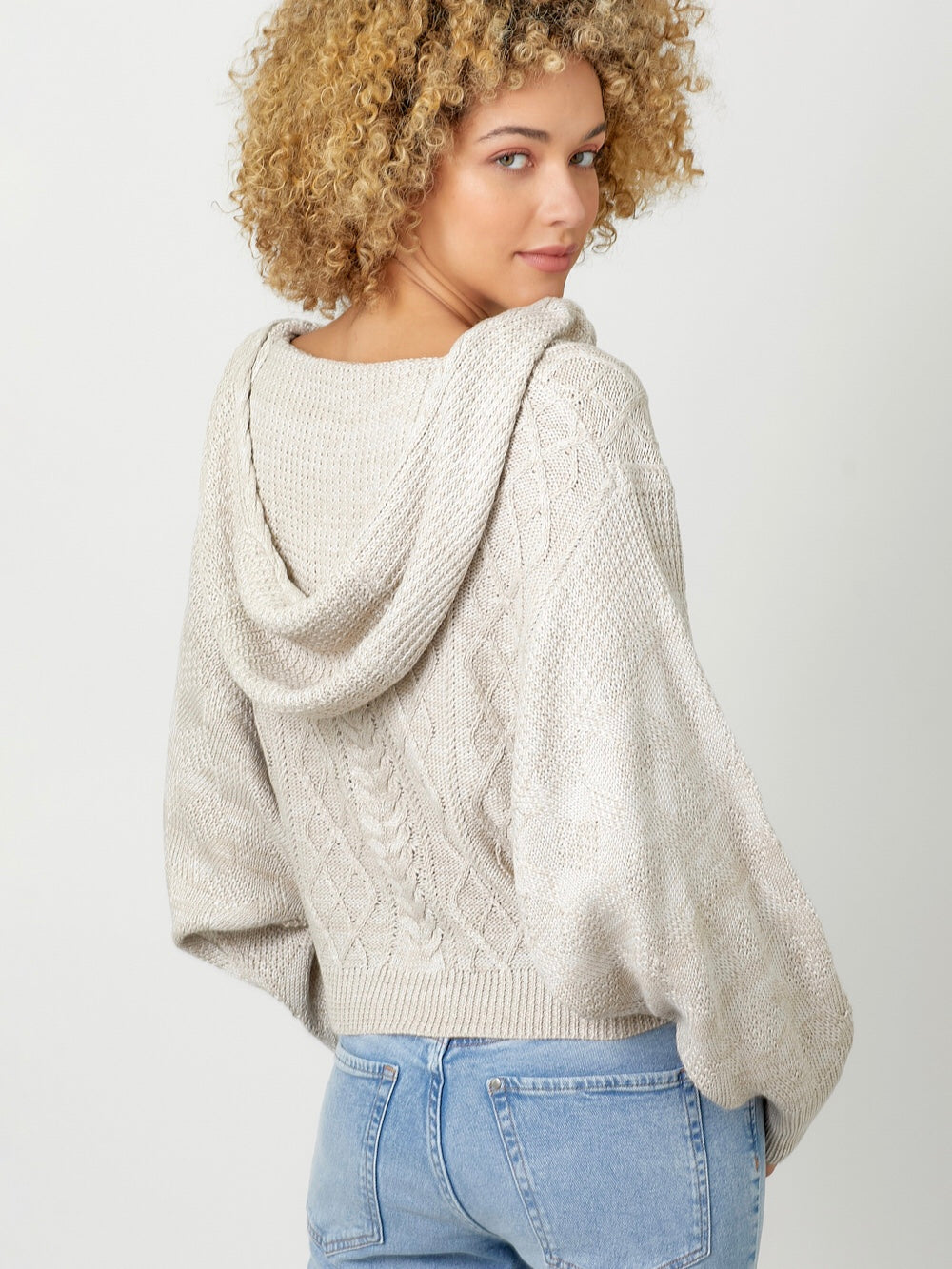 Winnie Dolman Sleeve Hoodie Sweater - Oatmeal