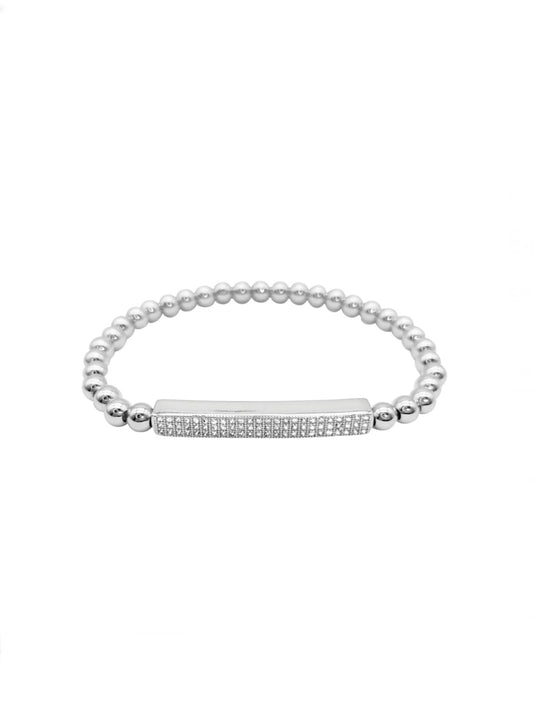 Pave Bar Stretch Bracelet | Silver