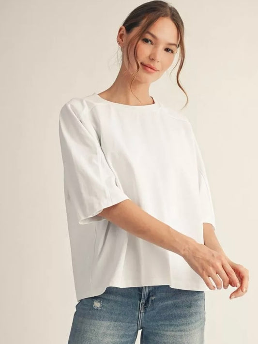 Jodifl Mineral Washed Drop Shoulder Casual Top – Off White