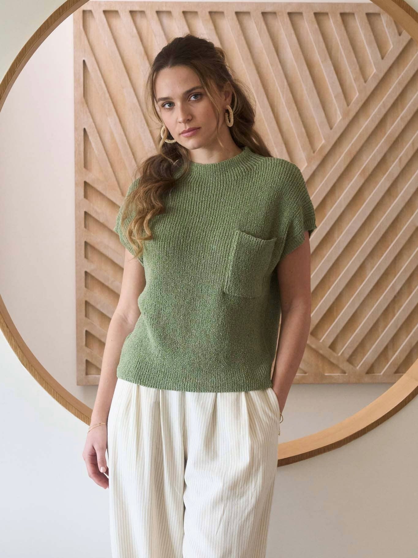 Nova Sweater Top - Light Olive