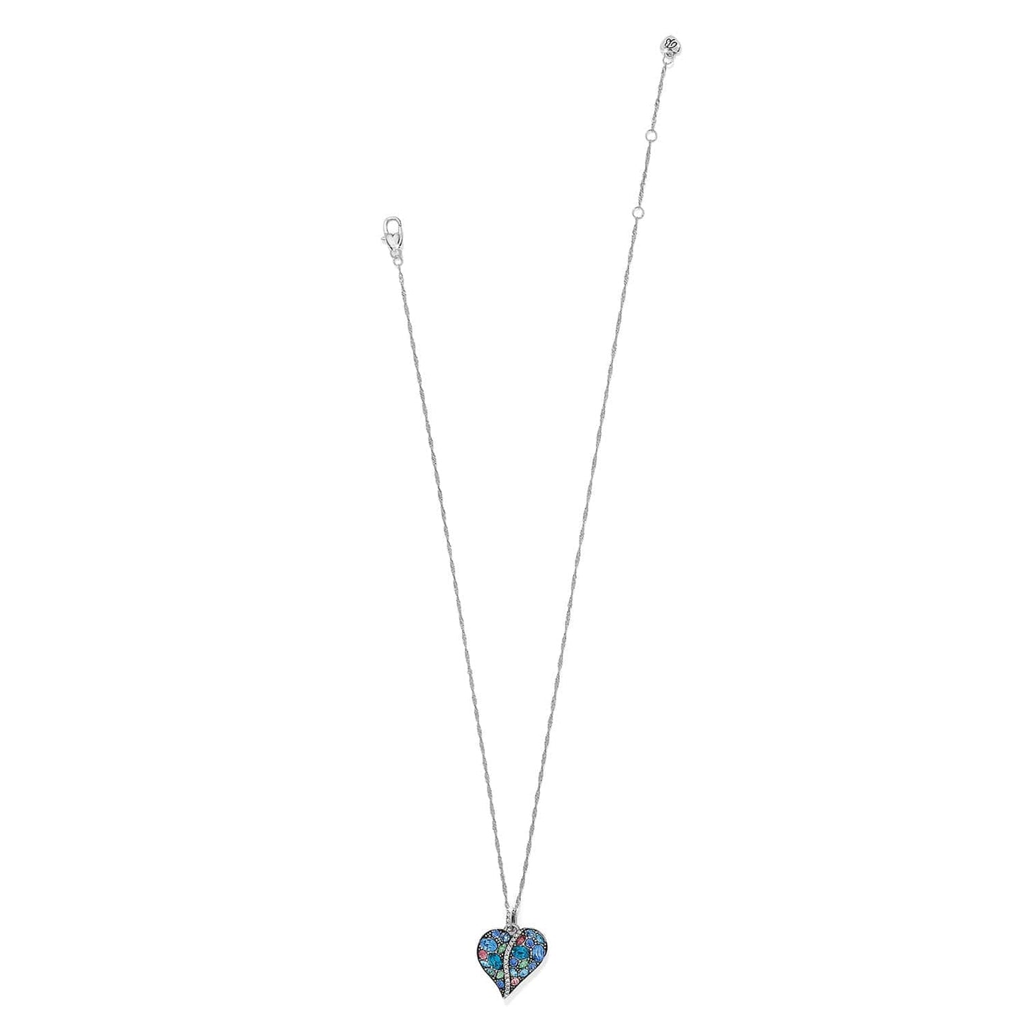 Trust Your Journey Heart Necklace - Silver-Blues