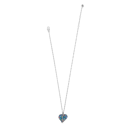 Trust Your Journey Heart Necklace - Silver-Blues