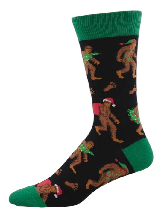 Men’s Bigfoot Christmas Socks Black