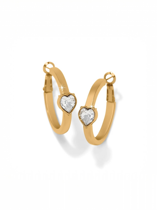 Mystery Of Love Heart Hoop Earrings - Gold