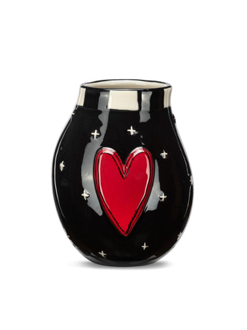Red Heart and Black Mini Vase