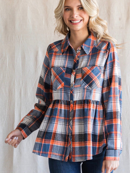 Azalea Flannel Top - Navy