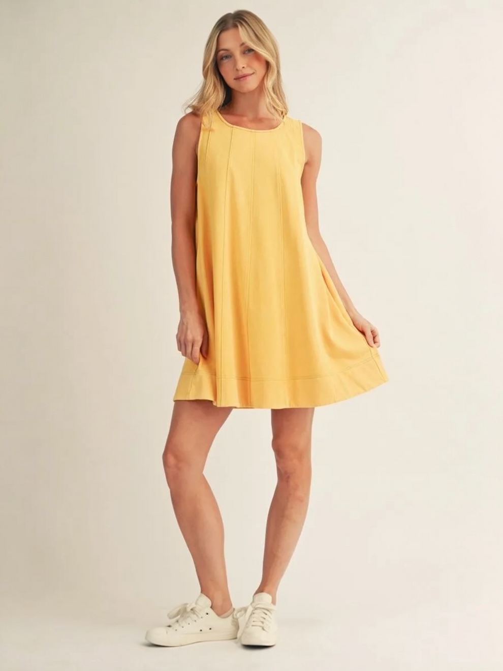 Jodifl Washed Fabric Swing Dress with Pockets – Butter Yellow Small / Butter Yellow
