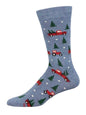 Men’s Bamboo Christmas Farm Socks Blue Heather