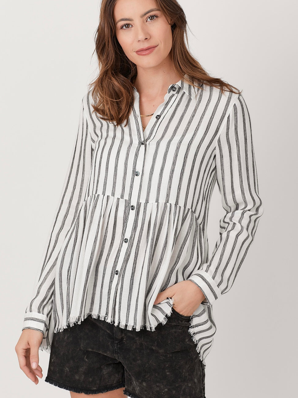 Marianna Stripe Pelum Shirt - Off White