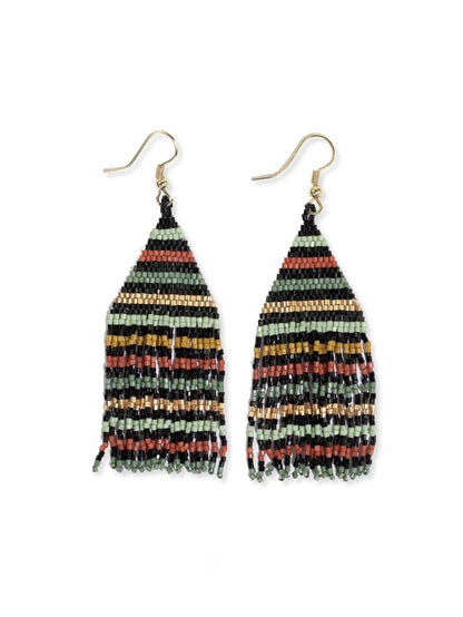 Lexie Horizontal Lines Beaded Fringe Earrings Highlands