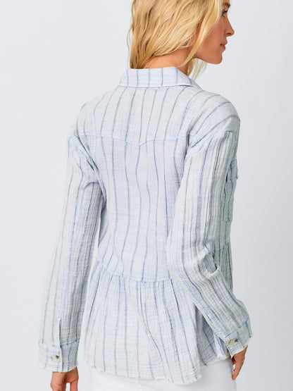 Yara Washed Peplum Jacket - Light Blue