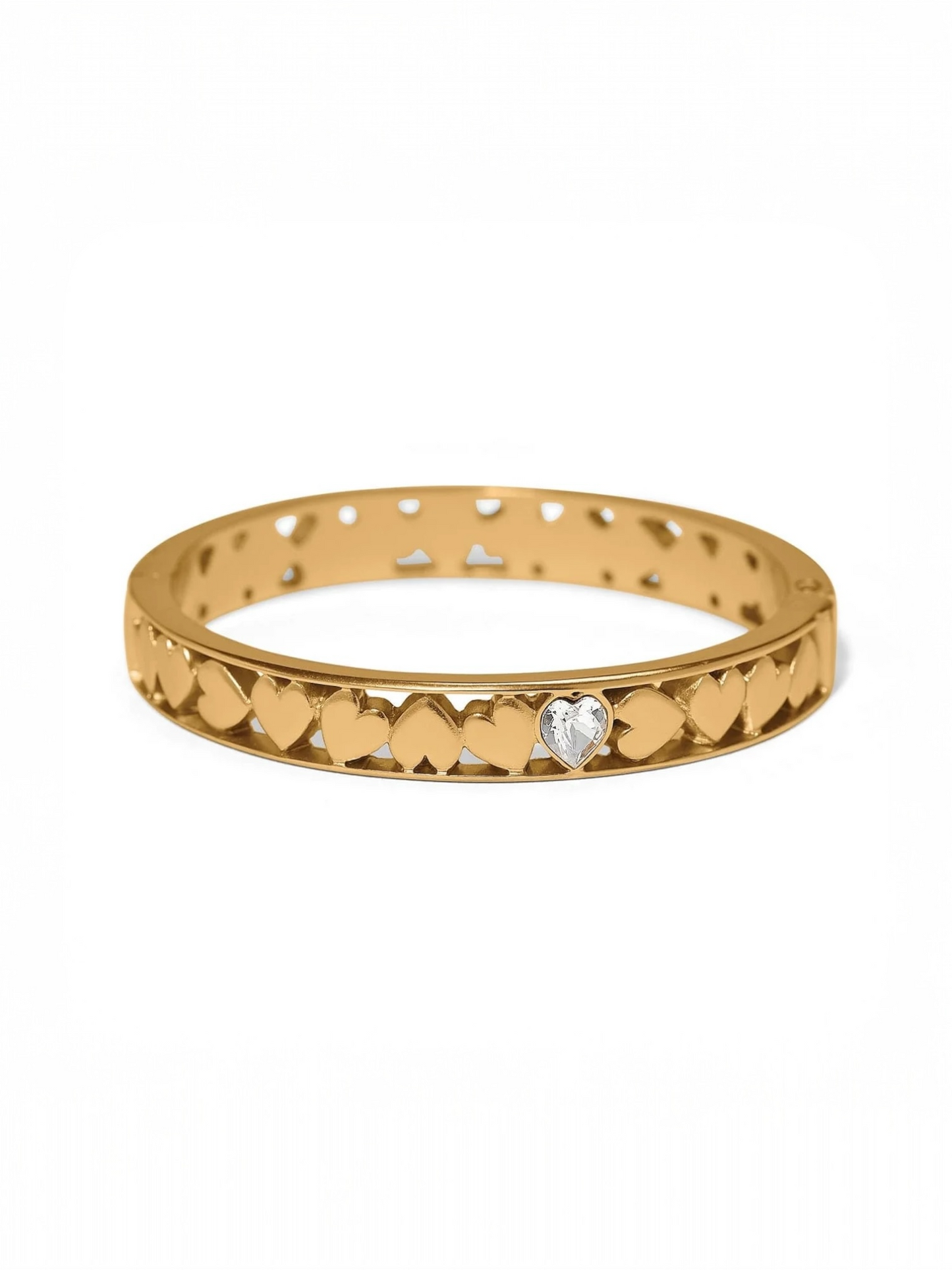 Mystery Of Love Heart Hinged Bangle - Gold