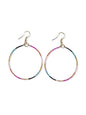 Kelly Color Block Beaded Hoop Earrings Muted Rainbow