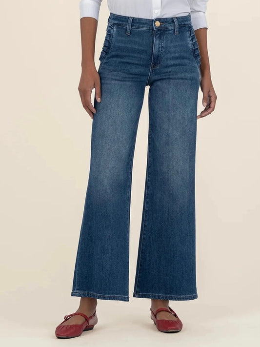 Meg High Rise Wide Leg Slash Pockets With Pleats - Superb Wash