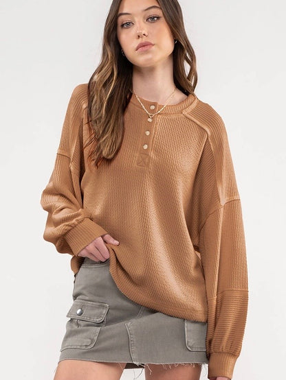 Clare Henley Top - Brown