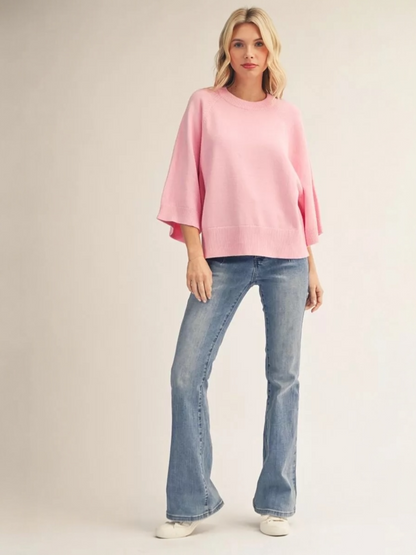 Jodifl Soft Comfy Sweater Top With Wide Sleeves - Pink