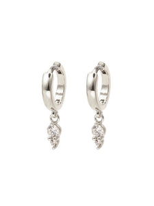 Silver Duo Sparkle Huggie Hoop Earrings