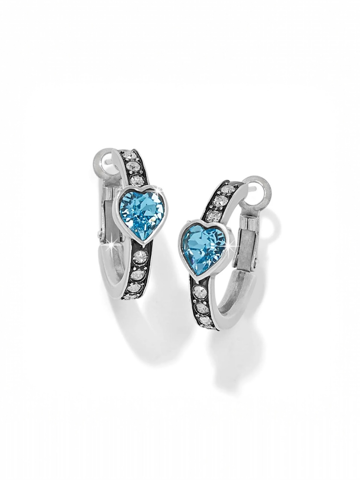 Mystery Of Love Heart Hoop Earrings - Silver Aqua