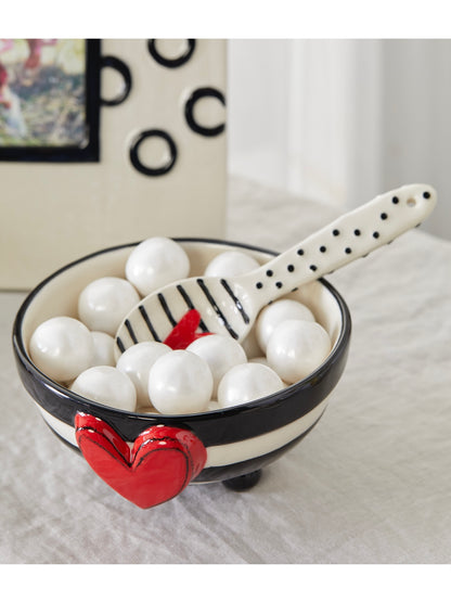 Wide Stripe Candy Bowl with Spoon Set