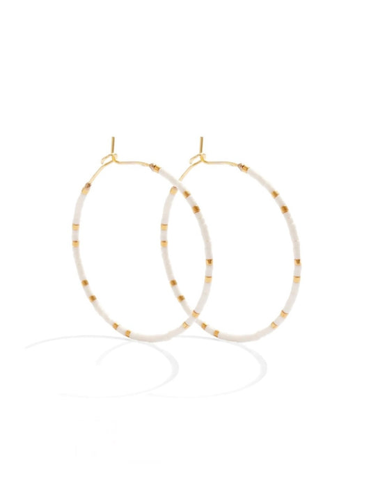 Miyuki Delica Hoop Earring | White