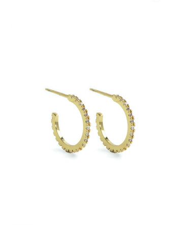 Delicate Small Pave Hoop | Gold