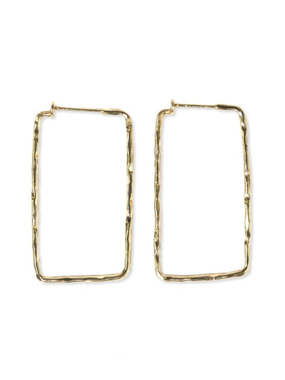 Athena Rectangle Bar Thin Hoop Earrings Brass