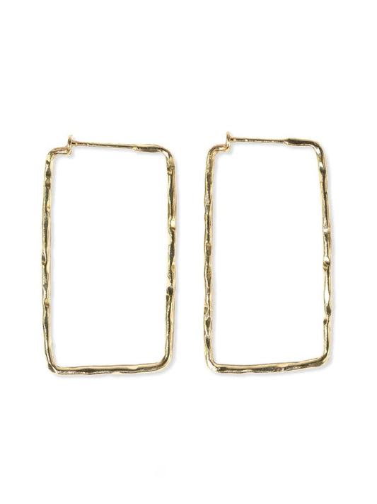 Athena Rectangle Bar Thin Hoop Earrings Brass