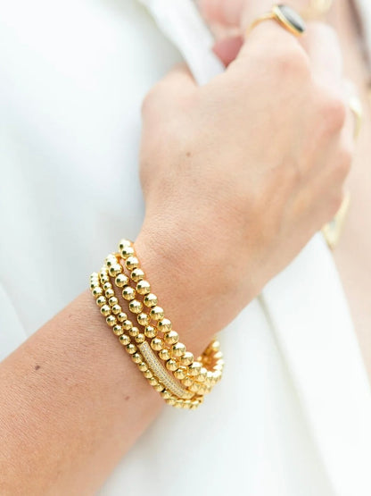 Curved Pave Bar Stretch Bracelet | Gold