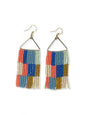 Whitney Checkered Beaded Fringe Earrings Coastal