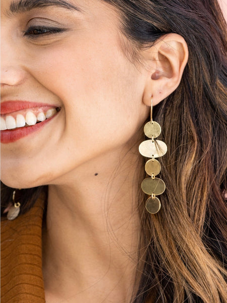 Gretchen Oval Circle Earrings Brass