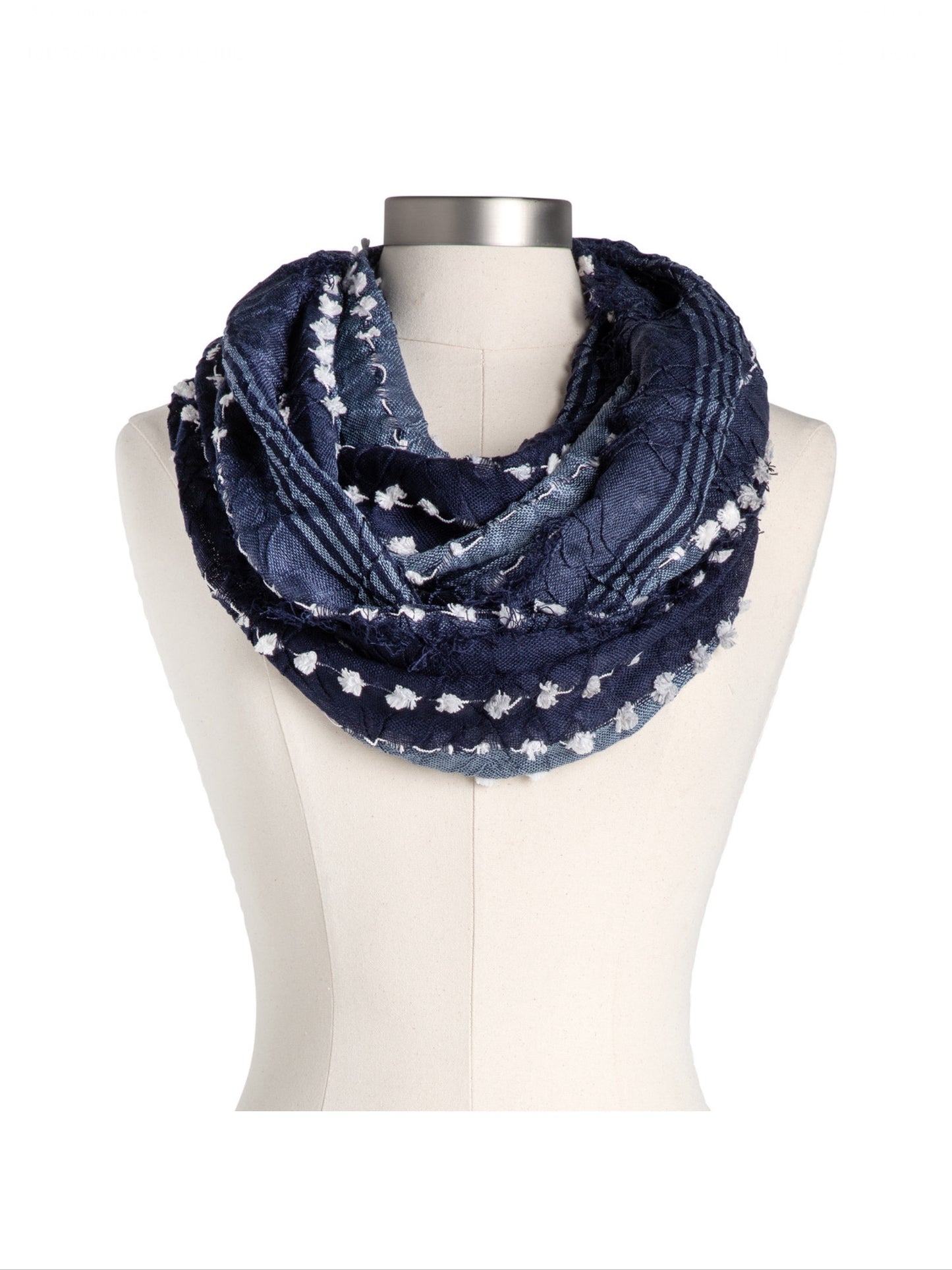 Textured Infinity Scarf - Navy