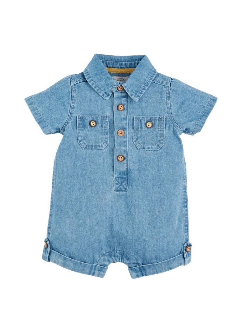 Light-Wash Denim One-Piece