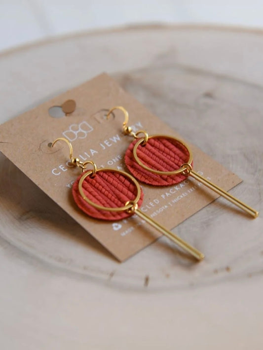 Sunray Leather Earrings | Terra Cotta