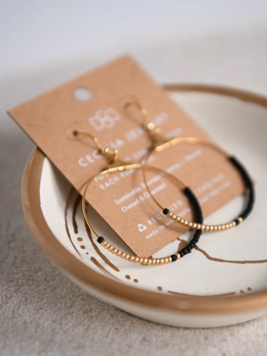 Crescent Moon Hoop Eatings | Black & Gold