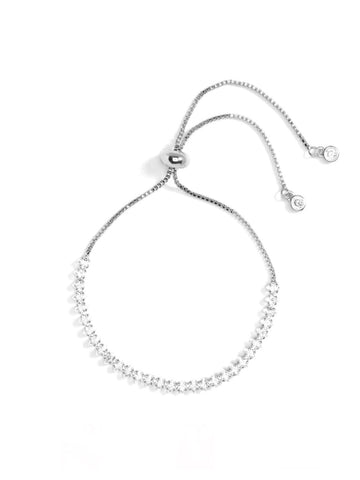 Pulley Tennis Bracelet With Narrow CZ | Silver