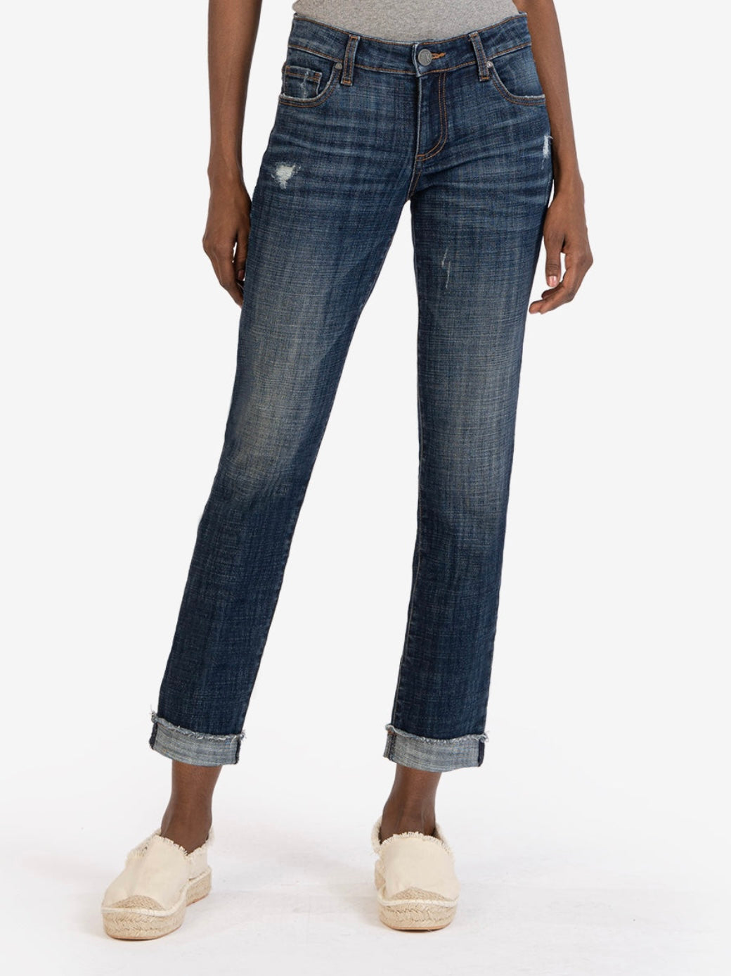 Amy Mid Rise Crop Straight Leg - Prestigious Wash