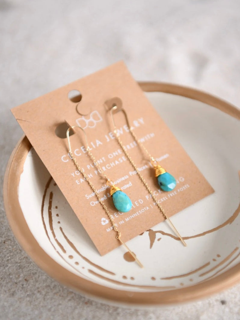 Roamer Gemstone Threader Earrings | Turquoise