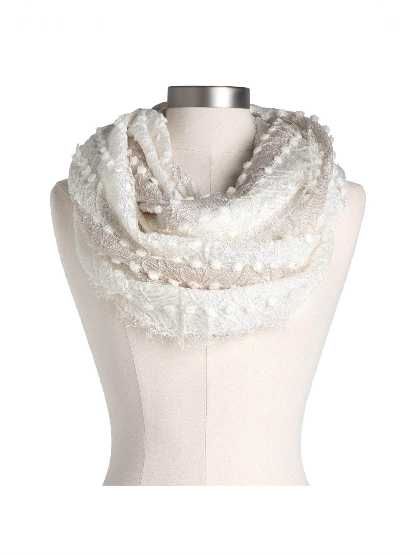 Textured Infinity Scarf - White