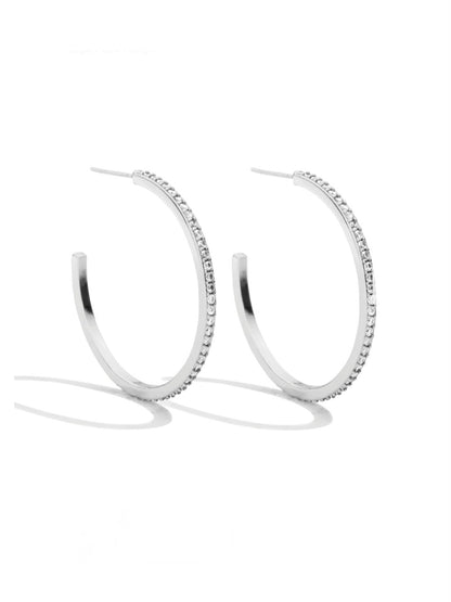 Large Pave Hoops | Silver