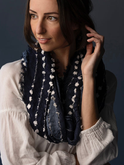 Textured Infinity Scarf - Navy