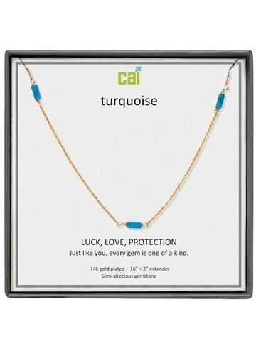 Turquoise Station Bar Gemstone Necklace