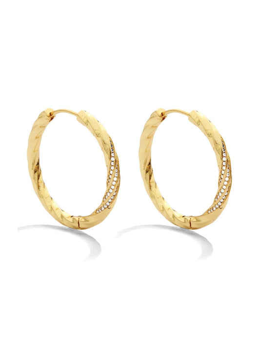 Large Twist Hoops with Sparkle | Gold