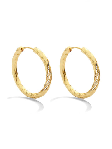 Large Twist Hoops with Sparkle | Gold