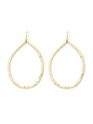 Large Lightly Hammered Open Teardrop Earrings | Gold